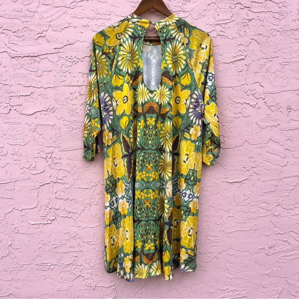 Free People Rayon Tortoise Floral Paisley Baroque Print Swing Dress Womens XL